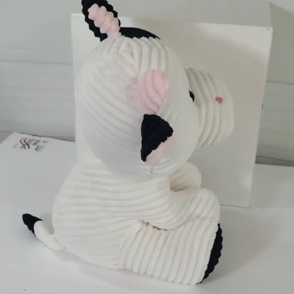 Kellytoy Cordy Stuffed Cow Toy - White, Black & Pink - 13 Inch